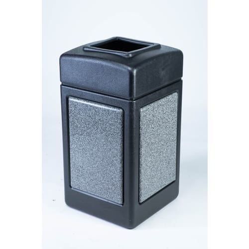Commercial Zone PolyTec 42 Gallon Trash Container, Black with Pepperstone Panels